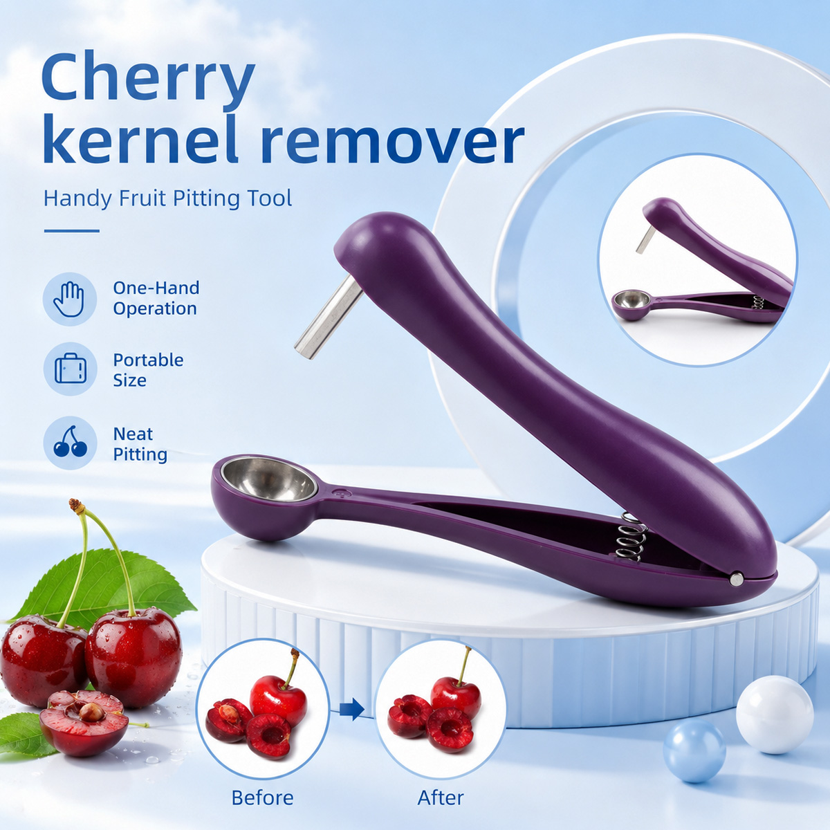 Kitchen Tools In Baking - أداة يدوية لإزالة نوى الكرز والزيتون،
