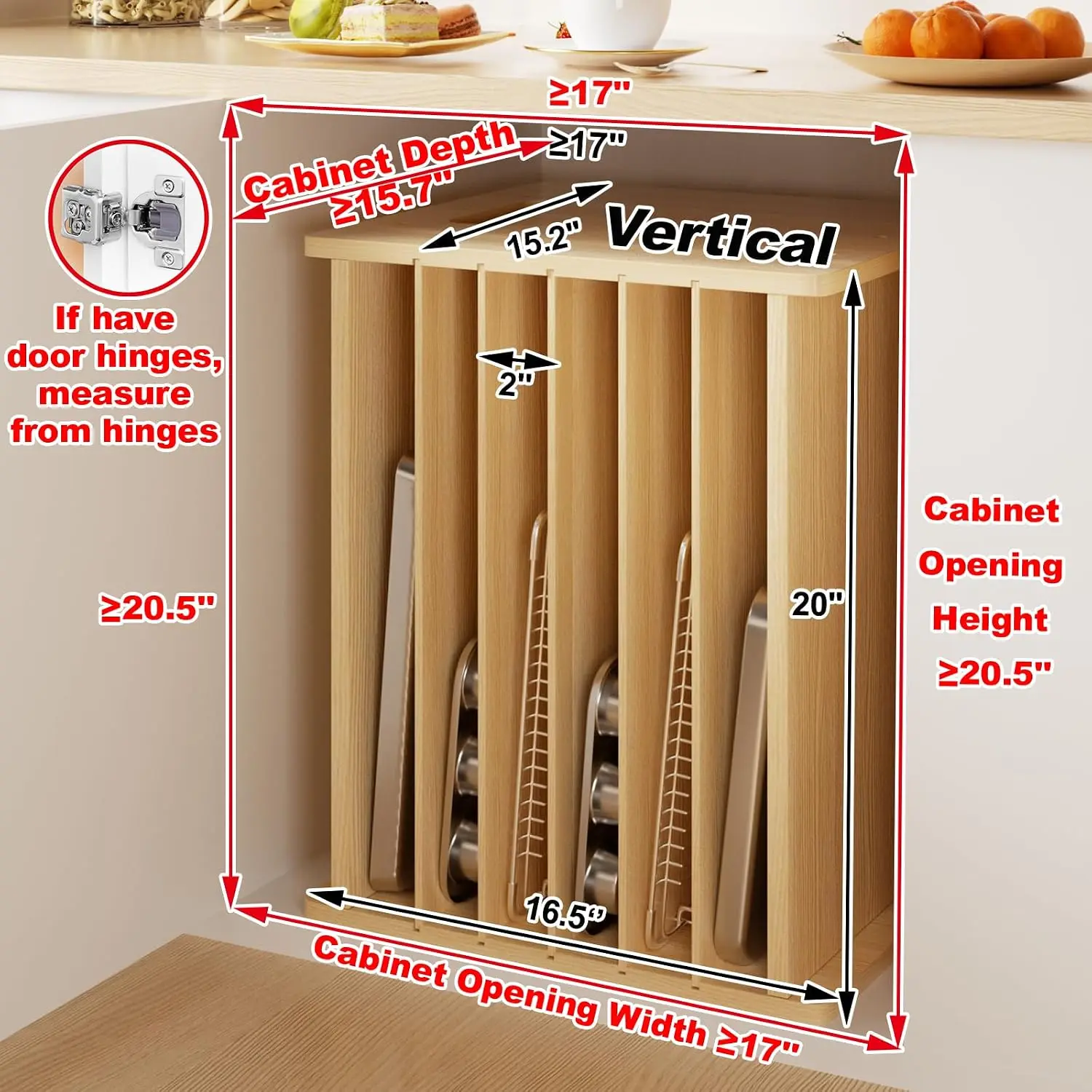 فاصل خشبي من 7 طبقات للخزائن،  - مراجعة Kitchen Cabinet Baking Organizer وسعره
