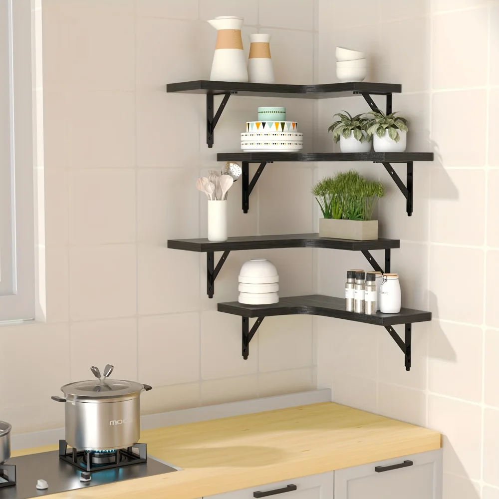رفوف خشبية طبيعية معلقة على ال - مراجعة Kitchen Uncle وسعره