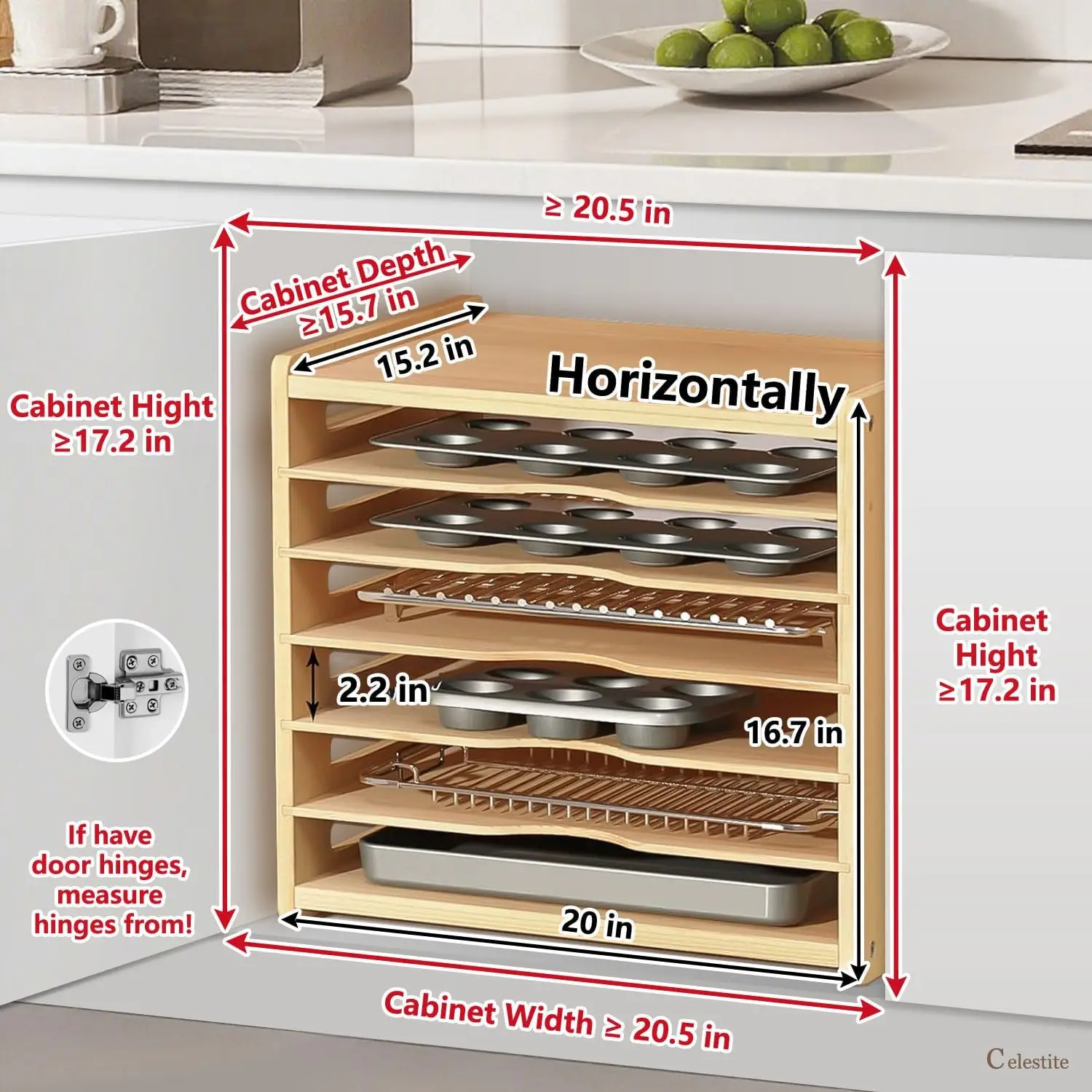فواصل خشبية للصواني في الخزائن - مراجعة Kitchen Cabinet Baking Organizer وسعره
